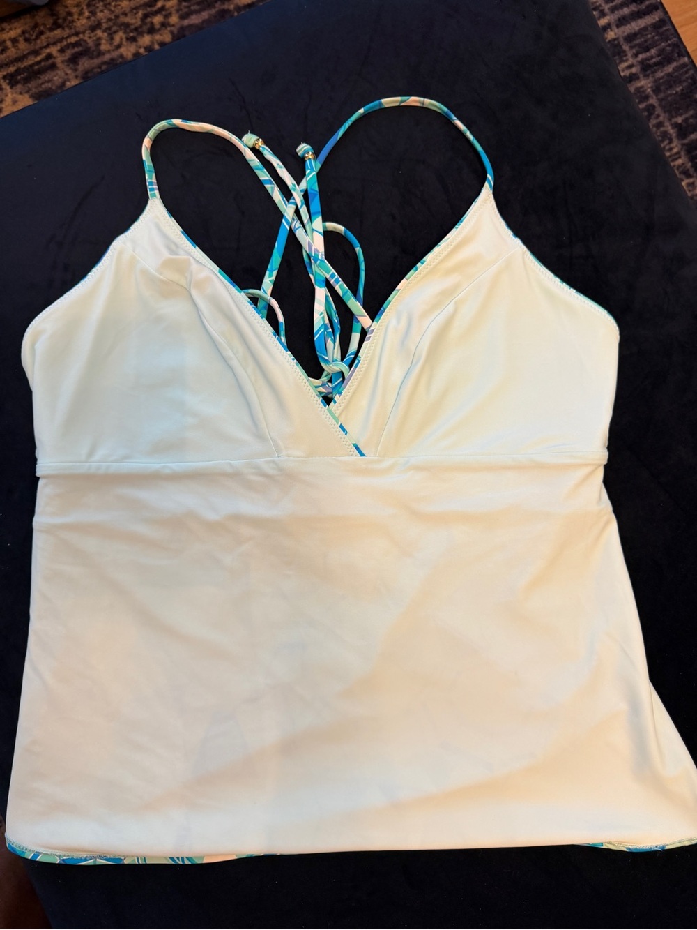 Vineyard Vines Blue & Aqua Geometric Tank One-Piece Swimsuit - Picture 5 of 5